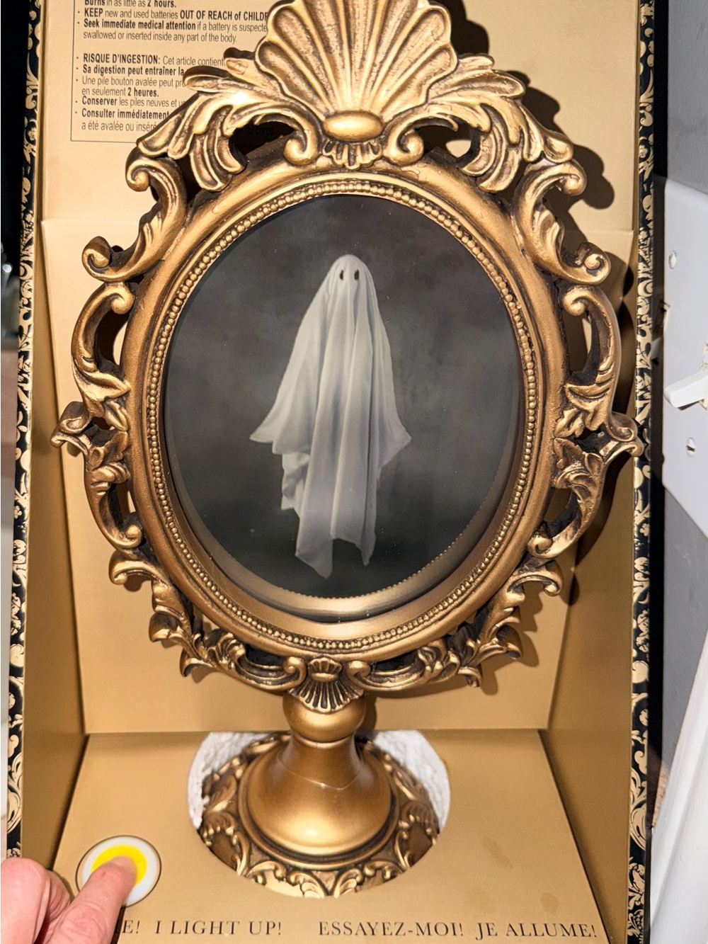 NEW Christian Siriano LED Lighted Ghost Mirror Viral Halloween Gold Decor
